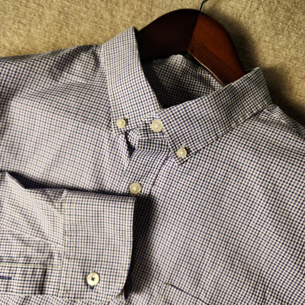 UNTUCKit Button Down Shirt Mens XL Blue Purple Gingham Cotton Excellent Long Slv